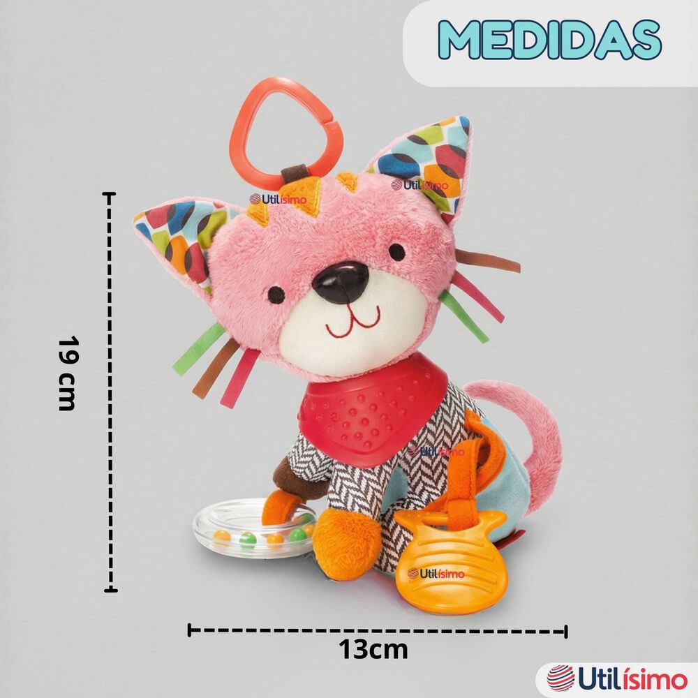 Juguete Peluche Animales Sensorial Con Mordedor Y Sonajero Dise&ntilde;o Gatico Ni&ntilde;a Y Ni&ntilde;o image number 2.0