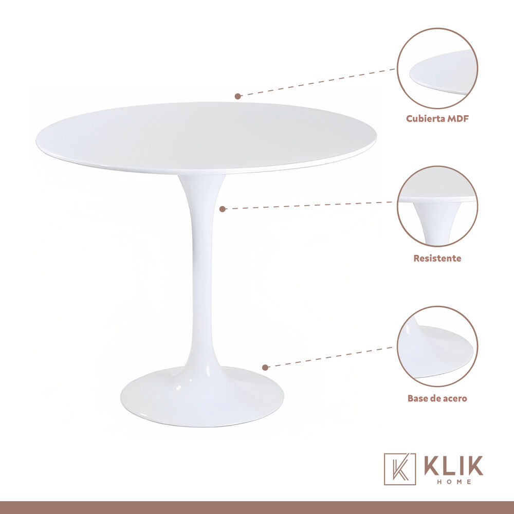 Comedor Mesa Tulip Blanca 80cm + 4 Sillas Patchwork Wood Cel image number 2.0