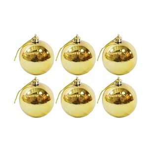 6 Esferas Navide&ntilde;as Bambalinas 4cm Adorno Dorado Decoracion