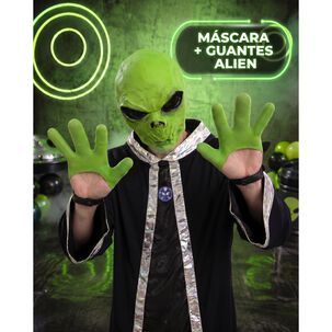 Mascara Marciano Con Guantes Alien Verde
