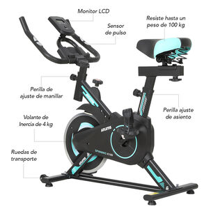 Bicicleta Spinning Atletis Pro 400 Turquesa 6 Kg