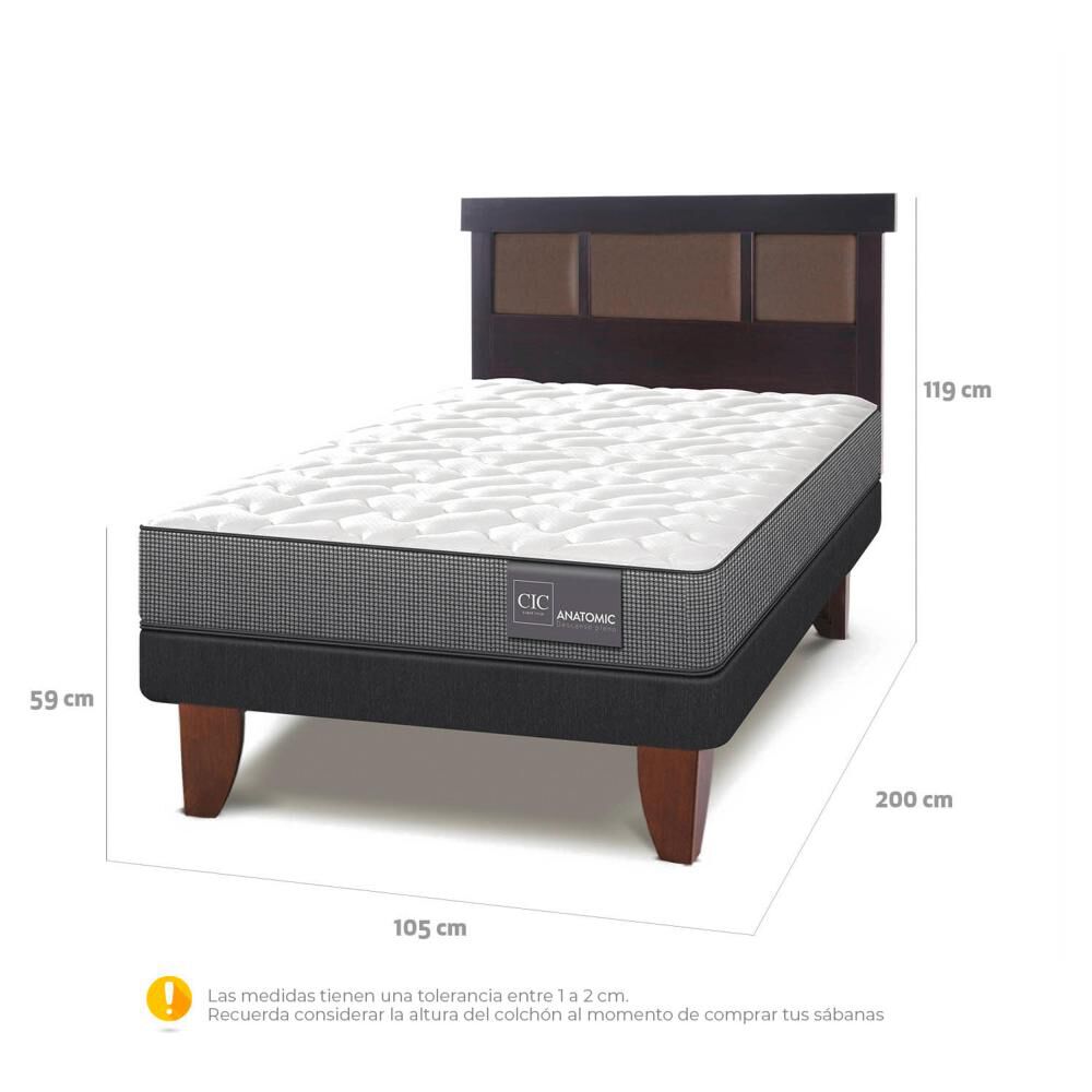 Cama Europea Cic Anatomic / 1.5 Plazas / Base Normal + Respaldo image number 3.0