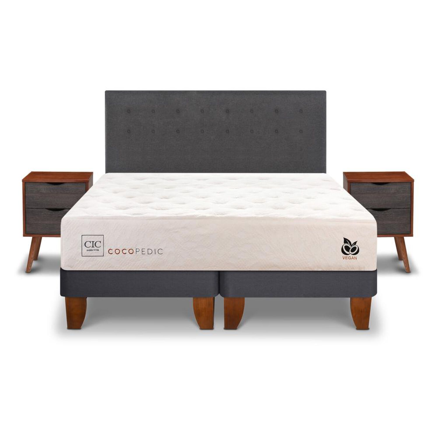 Cama Europea Cic Cocopedic / King / Base Dividida + Set De Maderas image number 0.0