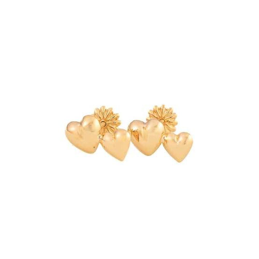 Aros Doble Coraz&oacute;n Oro 18k Atornillados 1.10gr Mujer Ni&ntilde;a Hipoalerg&eacute;nicos image number 0.0