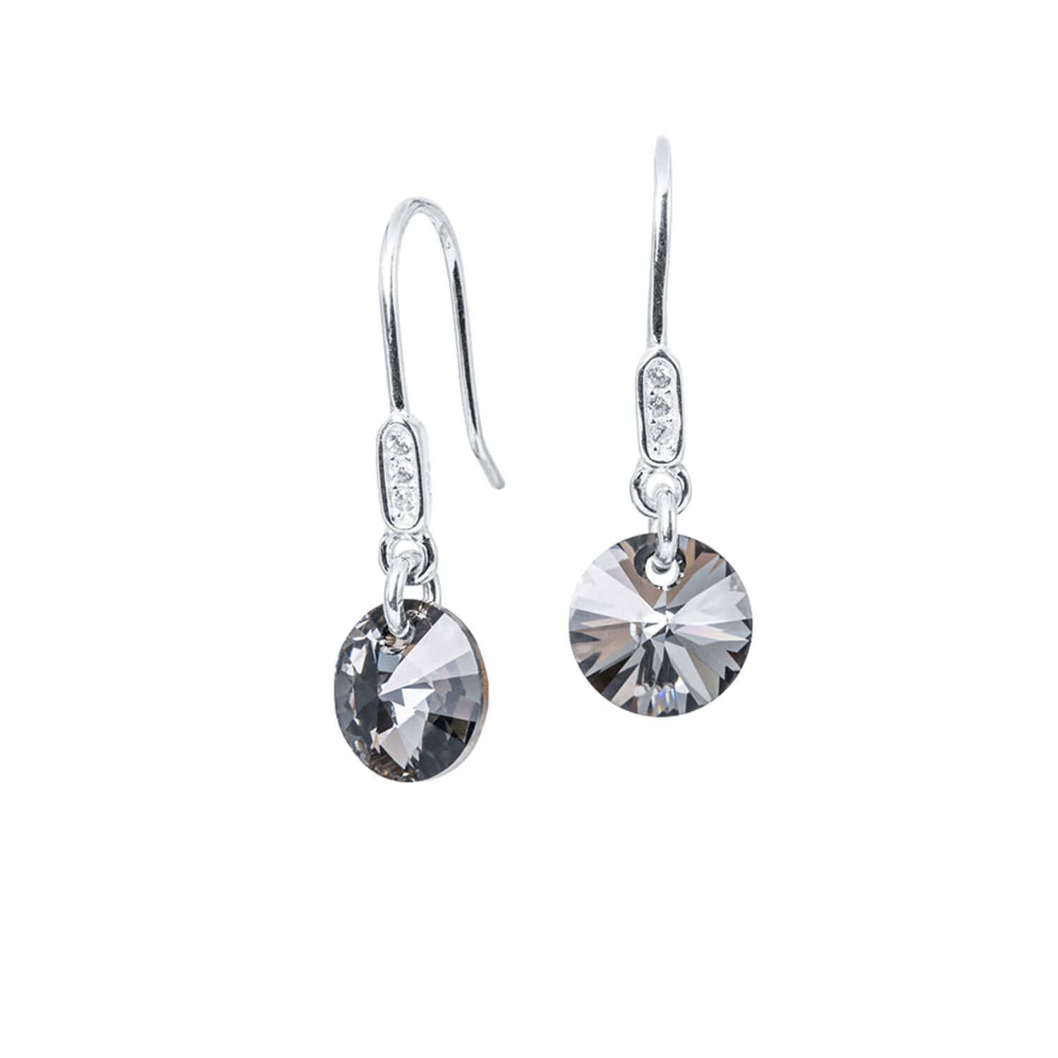Aros Punto De Luz Circon Plata 925 Y Cristales Genuinos Silver Night image number 0.0