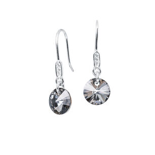 Aros Punto De Luz Circon Plata 925 Y Cristales Genuinos Silver Night
