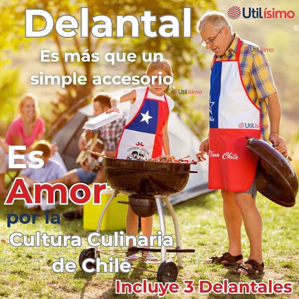 Pack 3 Delantal Cocina Fiestas Patrias Bandera Chilena 60x90 Surtidos image number 3.0