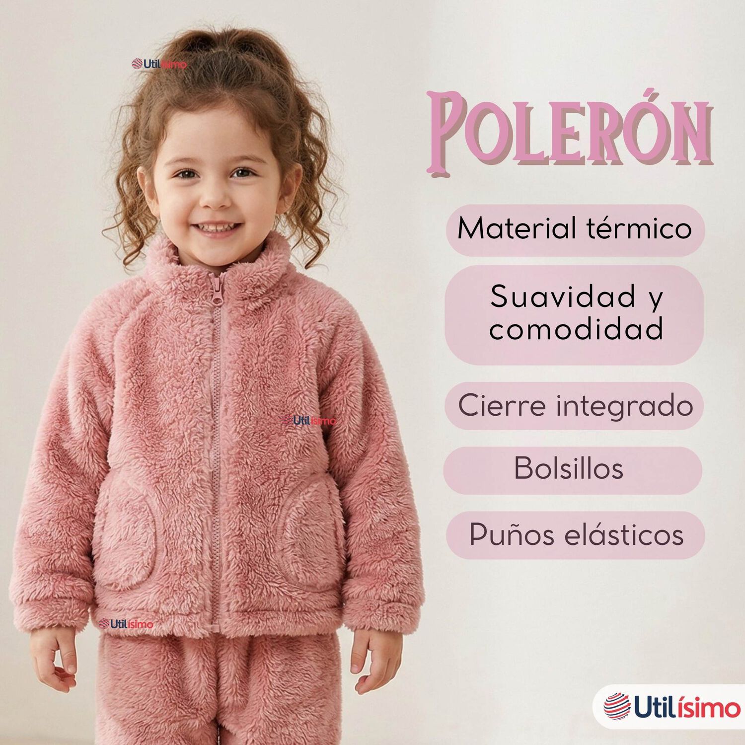 Conjunto 2 Piezas Buzo Poler&oacute;n Pantal&oacute;n Bebe Ni&ntilde;a Poli&eacute;ster Pink image number 2.0