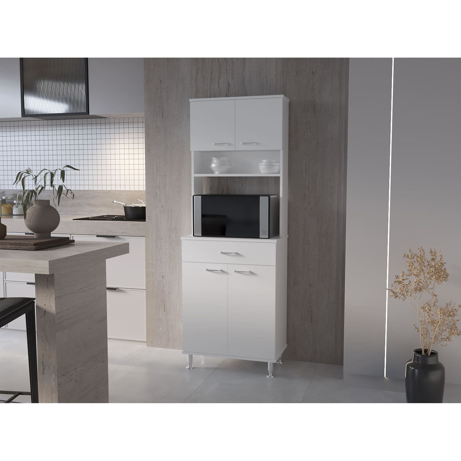 Mueble Microondas 4 Puertas 1 Cajon Fm-012b Blanco image number 6.0