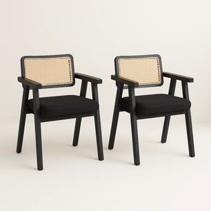 Pack De 2 Sitiales Acolchado Chandigarh Butaca Rattan - Negro