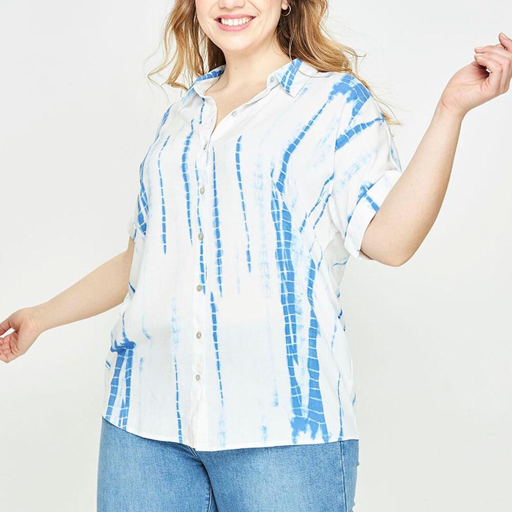 Blusa Tie Dye Abotonada Manga Corta Mujer Sexy Large image number 0.0