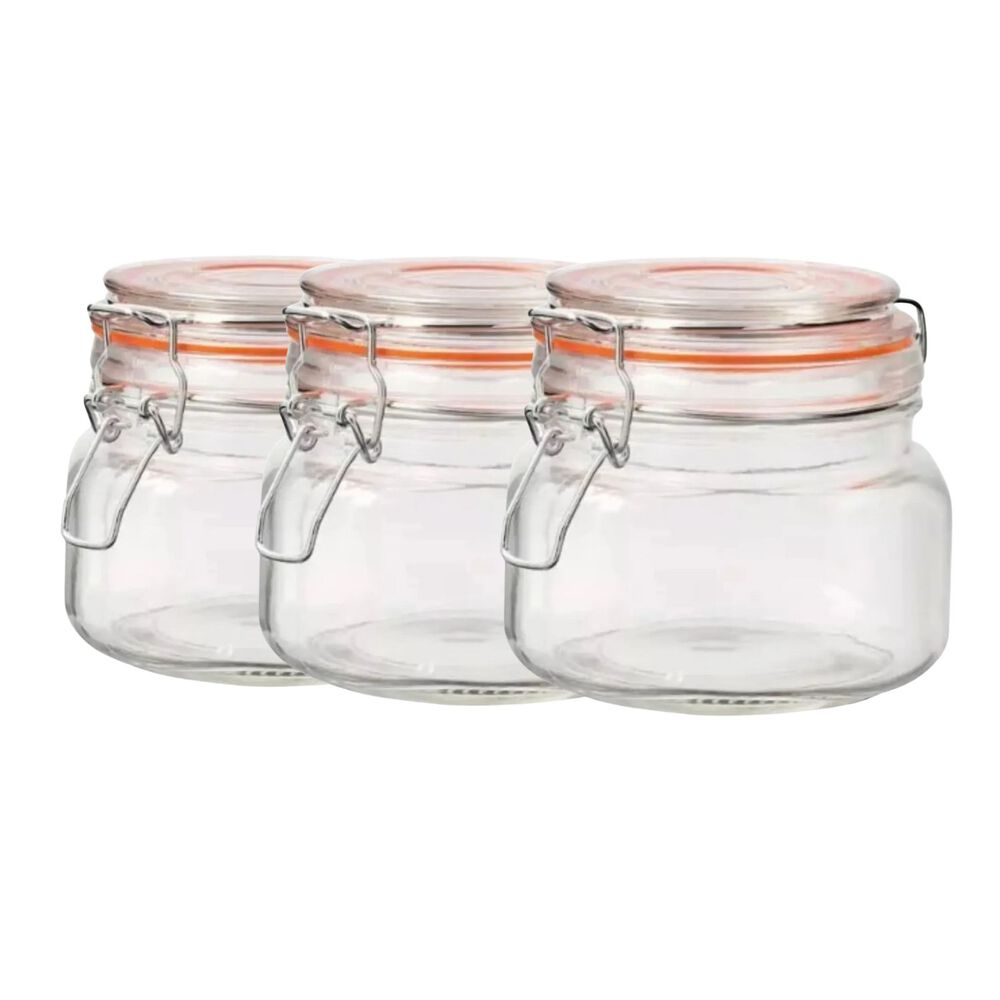 Set 3 Frascos Vidrio Con Tapa Hermetica De 500ml Allegra image number 1.0