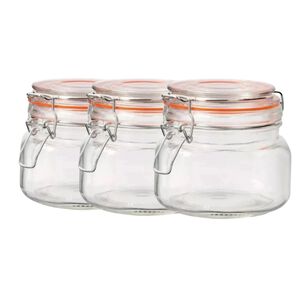 Set 3 Frascos Vidrio Con Tapa Hermetica De 500ml Allegra