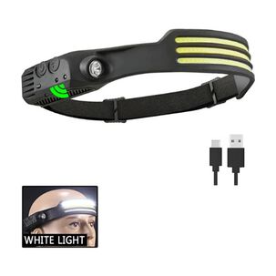 Luz Linterna Cintillo Cabeza 3 Tiras Led Sensor Recargable Usb Potente