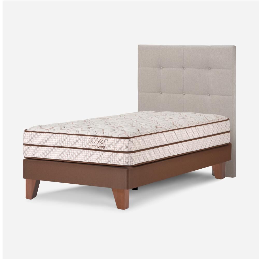 Cama Europea Rosen Autonomy / 1.5 Plazas / Base Normal + Respaldo Issey Niebla image number 2.0