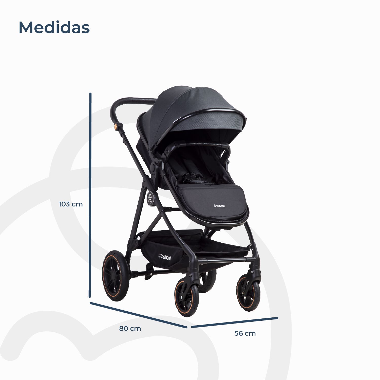 Coche Cuna Paseo Street Gris Bebesit image number 9.0