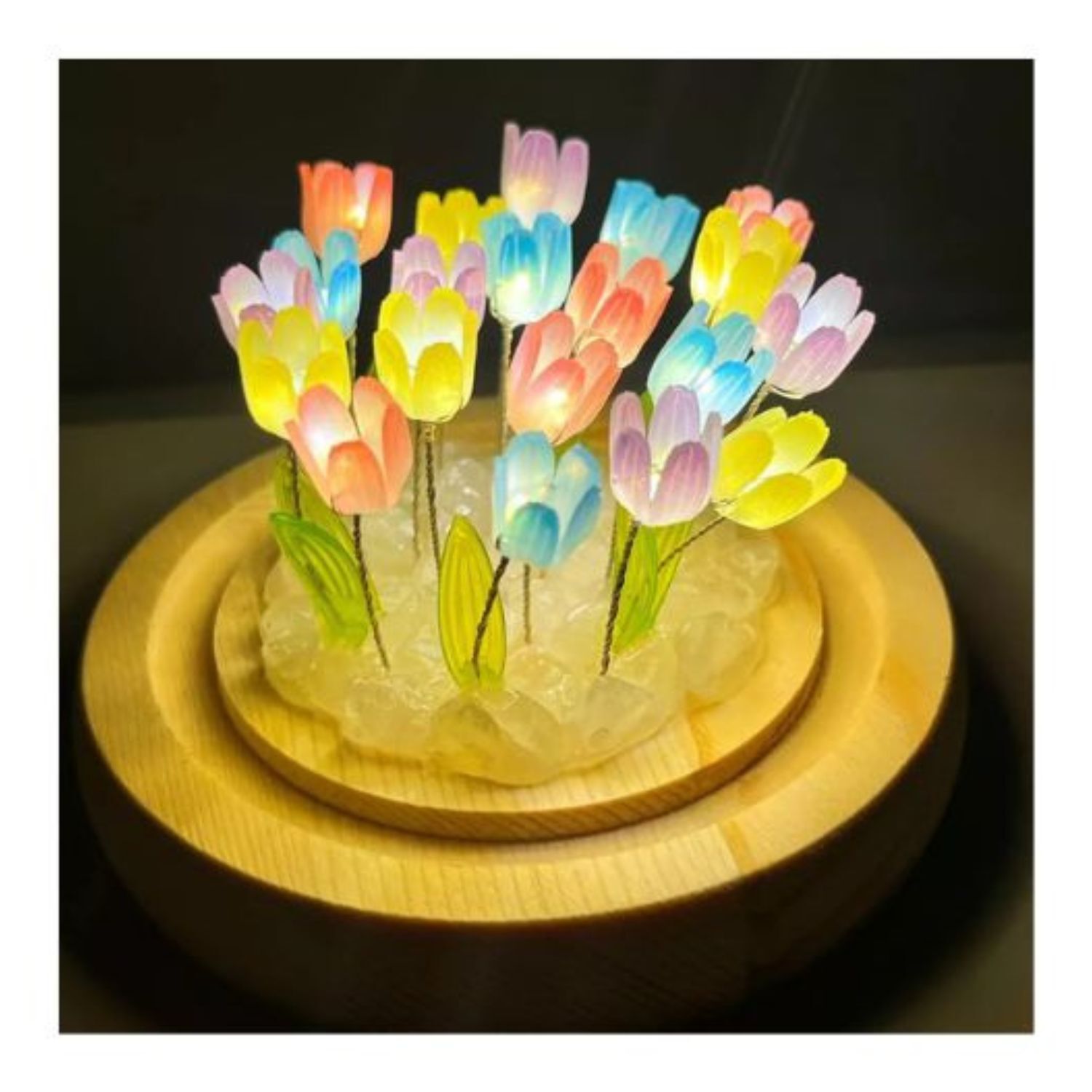 Lampara Tulipanes De Flores Eternas Adornos Luz De Noche image number 2.0