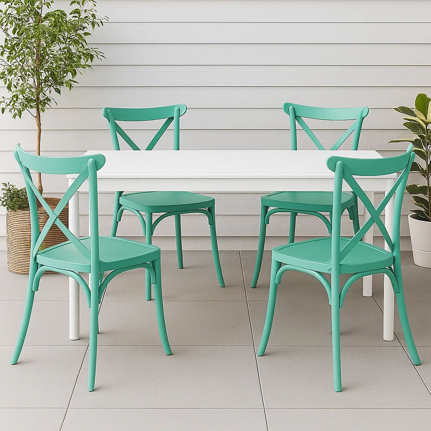 Pack 4 Sillas De Terraza O Comedor Crossback Danubio - Menta image number 2.0