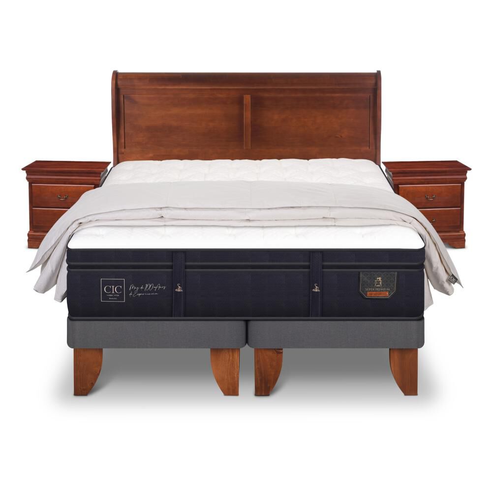 Cama Europea Cic Super Premium / 2 Plazas / Base Dividida + Set De Maderas + Plum&oacute;n image number 0.0