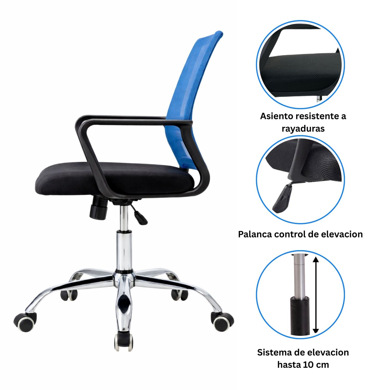 Silla De Oficina Ergon&oacute;mica Santiago Con Altura Ajustable Y Soporte Lumbar image number 3.0
