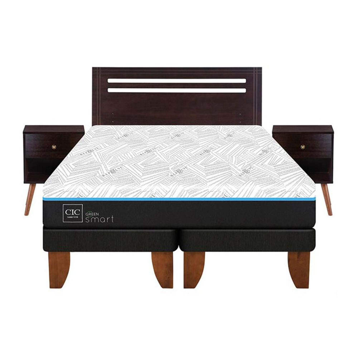 Cama Europea Cic Green Infinity / 2 Plazas / Base Dividida + Set De Maderas image number 0.0