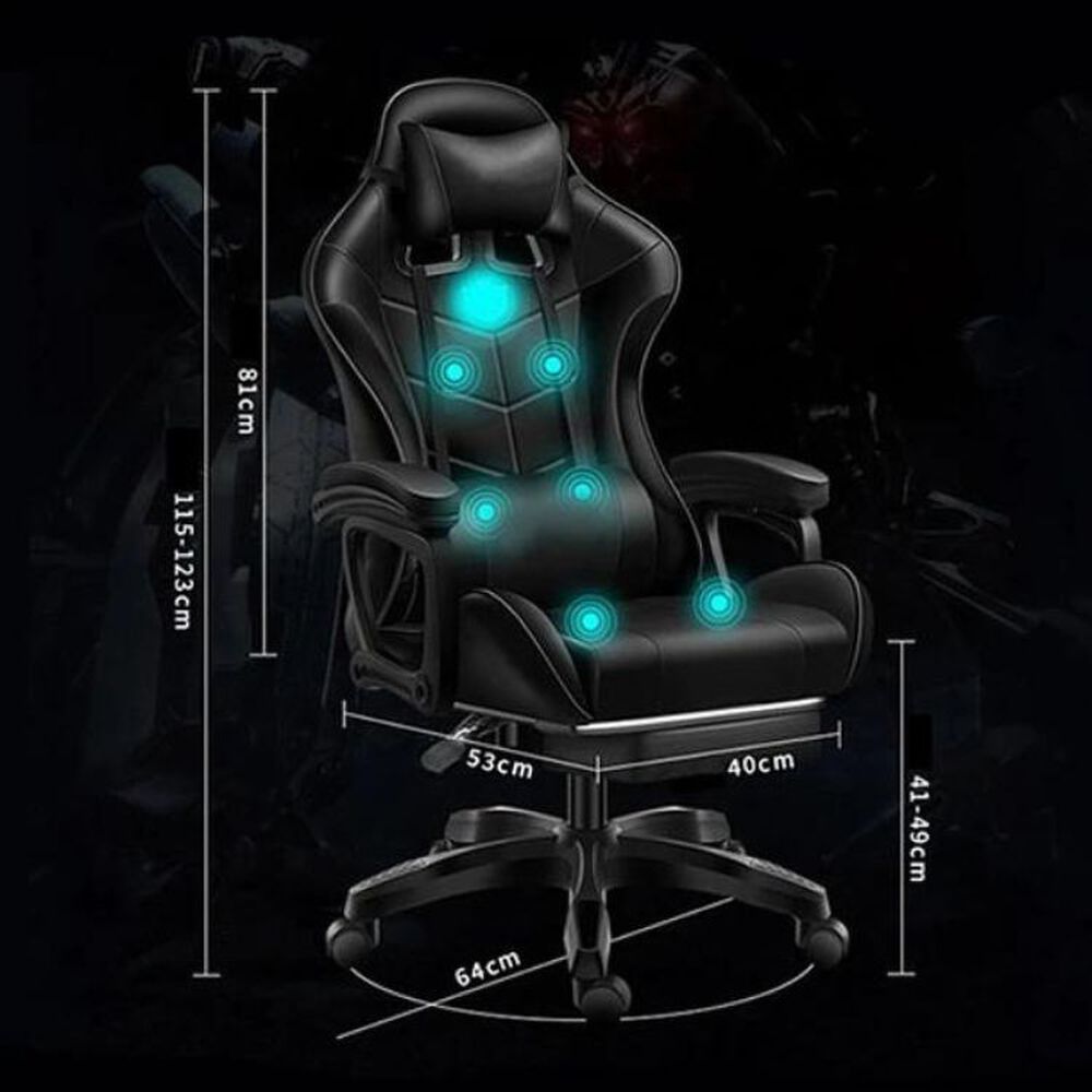 Silla Gamer Con Luz Rgb Reposapiés Y Masajeador Reclinable image number 3.0