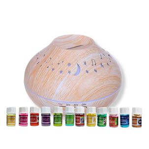 Pack Humidificador Luna Y Estrella + 12 Esencias Aromaticas