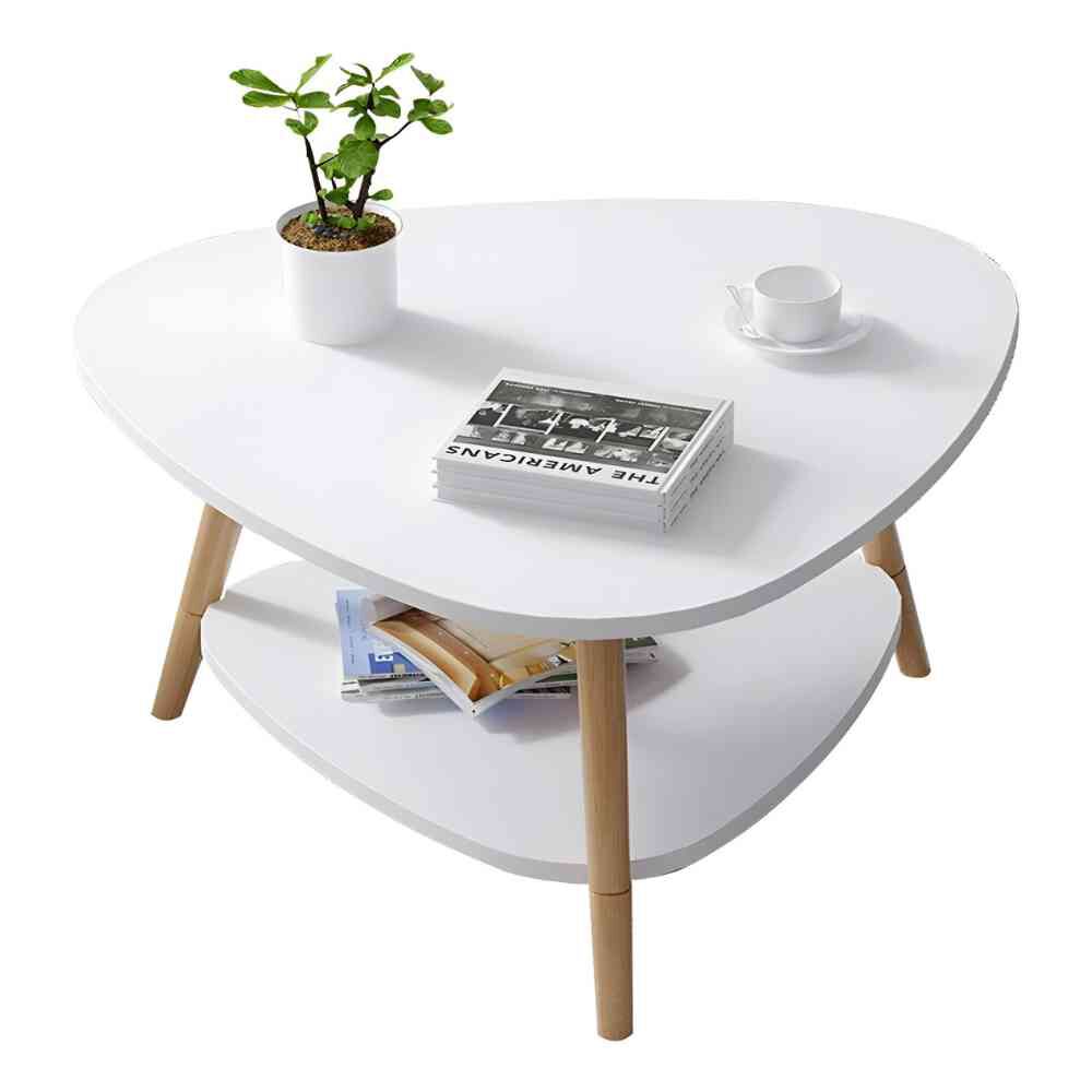 Mesa De Centro Vintage Triangular 60x60x42cm Madera Blanco image number 0.0