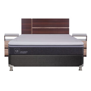 Box Spring Cic Ortopedic Advance / 2 Plazas / Base Normal + Set De Maderas Enio