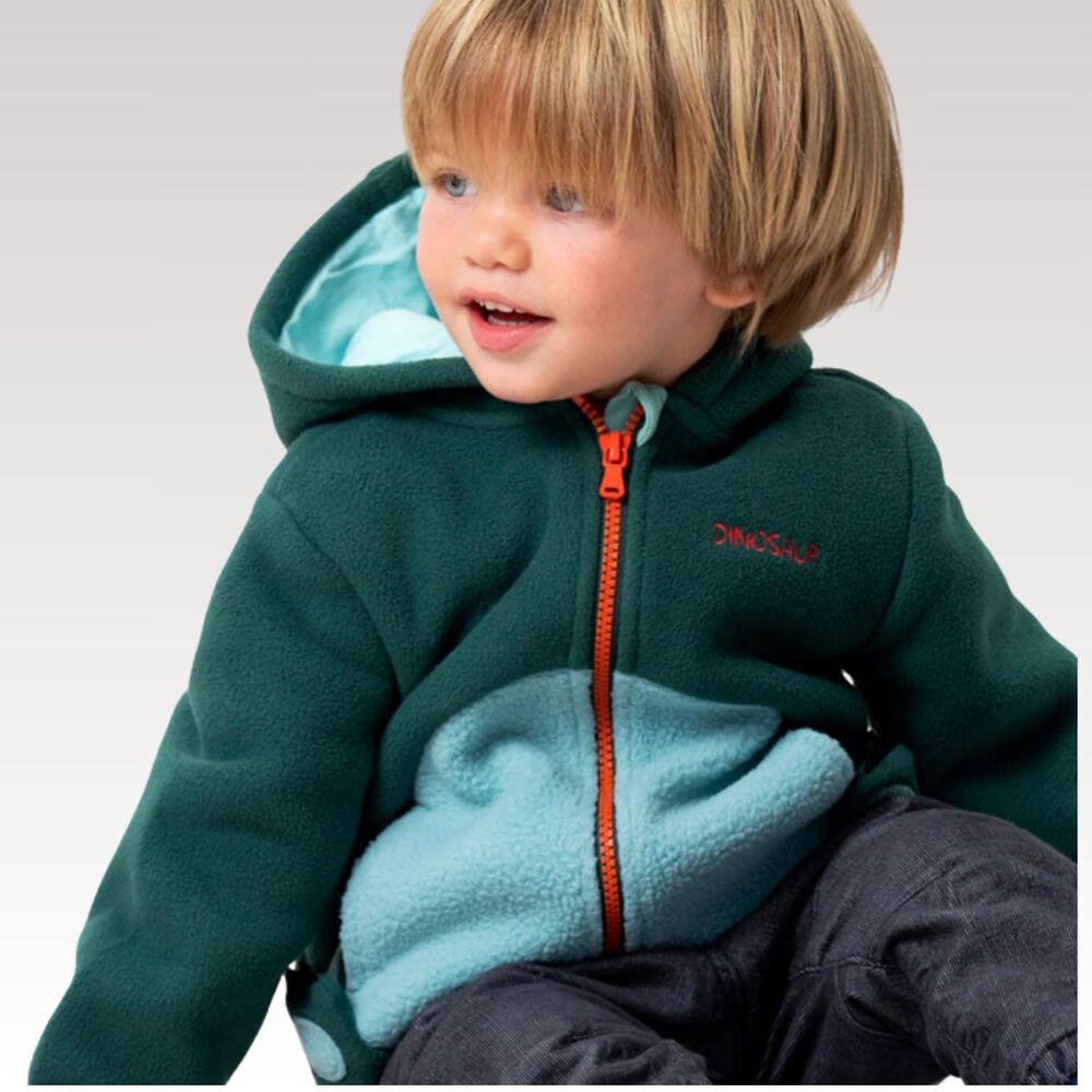 Chaqueta Polar Manga Larga Con Capucha Niño Verde Dinosaurio image number 9.0