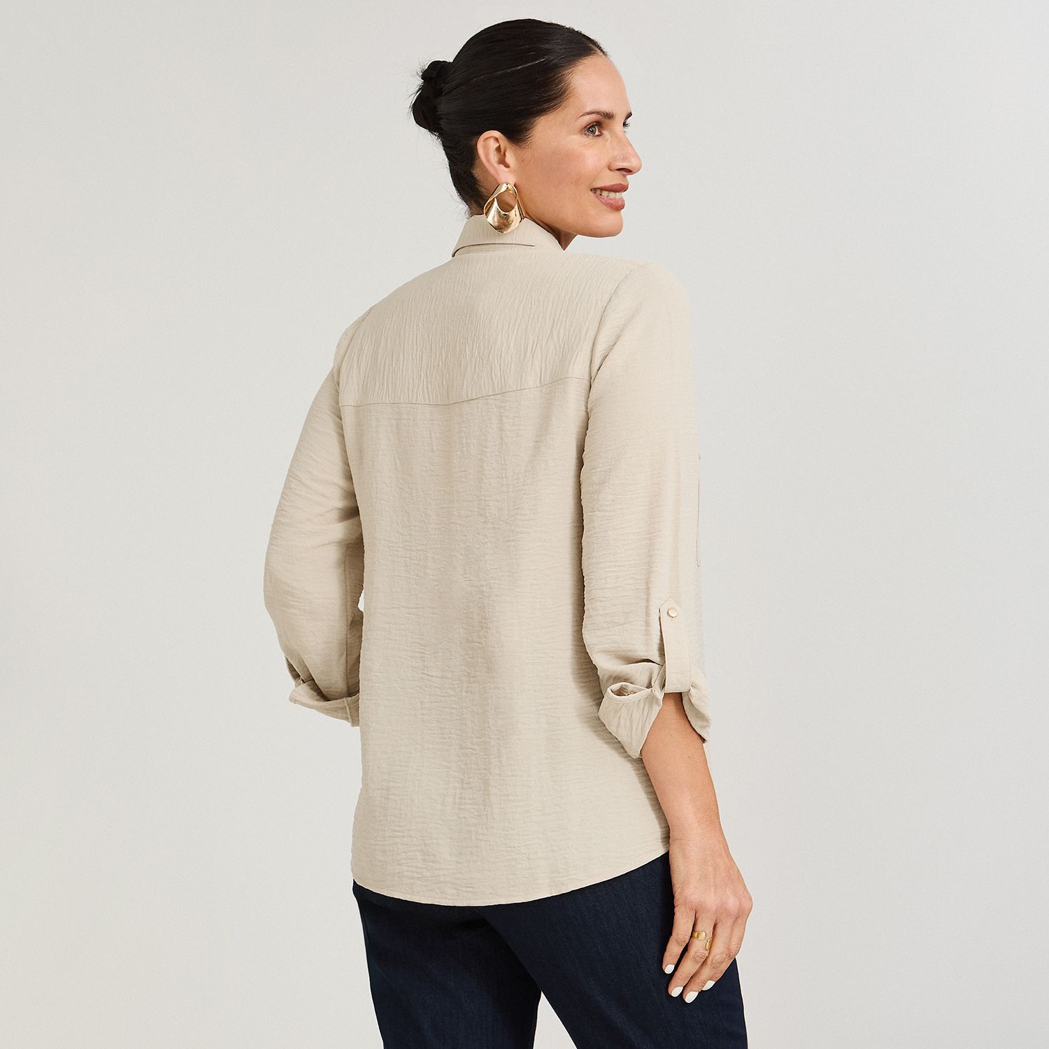 Blusa Manga Larga Cuello Camisero Mujer Lorenzo Di Pontti image number 2.0