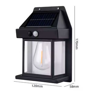 Lámpara Solar Pared Sensor Movimiento Cálido