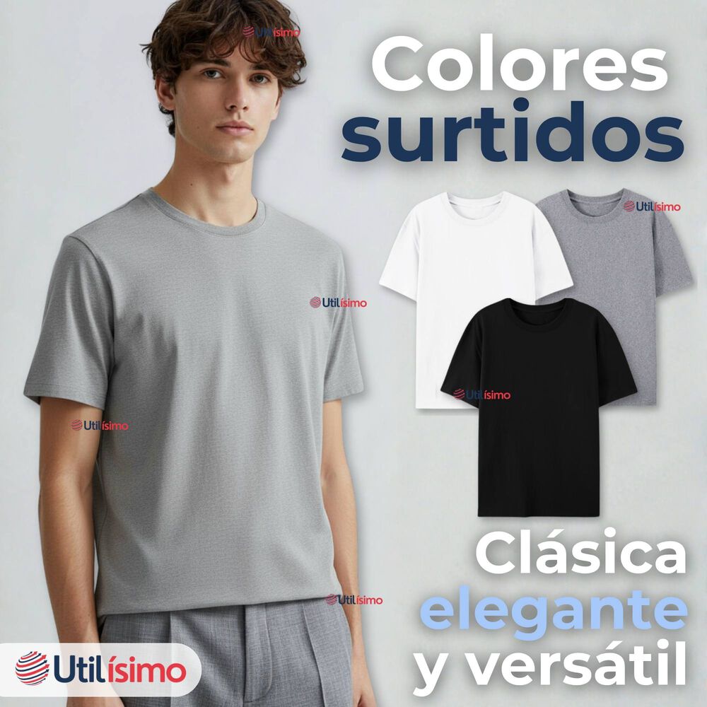Pack 3 Camisetas Poleras 100% Algodón Básicas Lisa Elástica Hombre Colores Surtidos image number 1.0