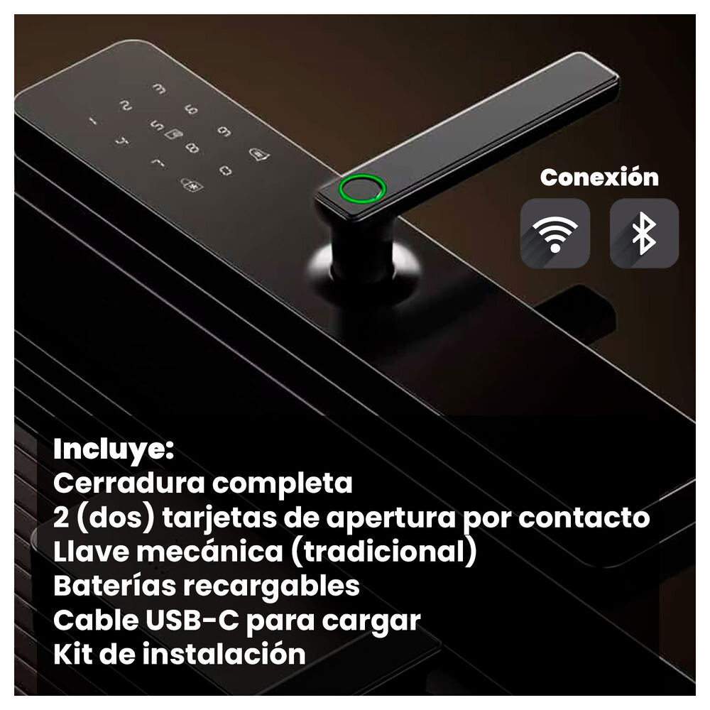 Cerradura Digital Con Huella, Código Y Llave Seguridad Smart image number 4.0