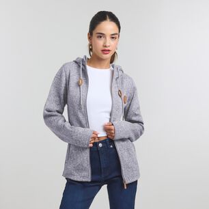 Poler&oacute;n Jaspeado Regular Cuello Alto Con Capucha Mujer Freedom