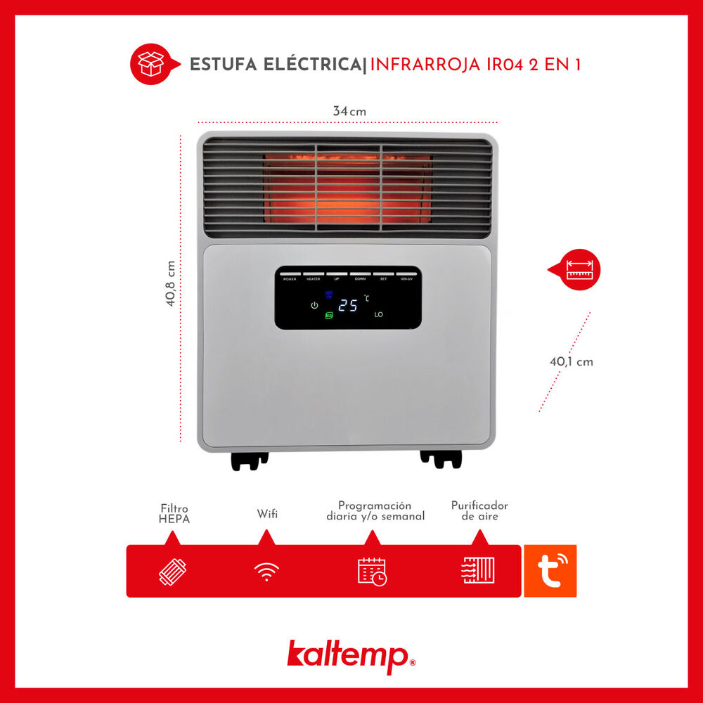 Estufa El&eacute;ctrica Infrarroja Kaltemp Ir04 2 En 1 Wifi image number 1.0