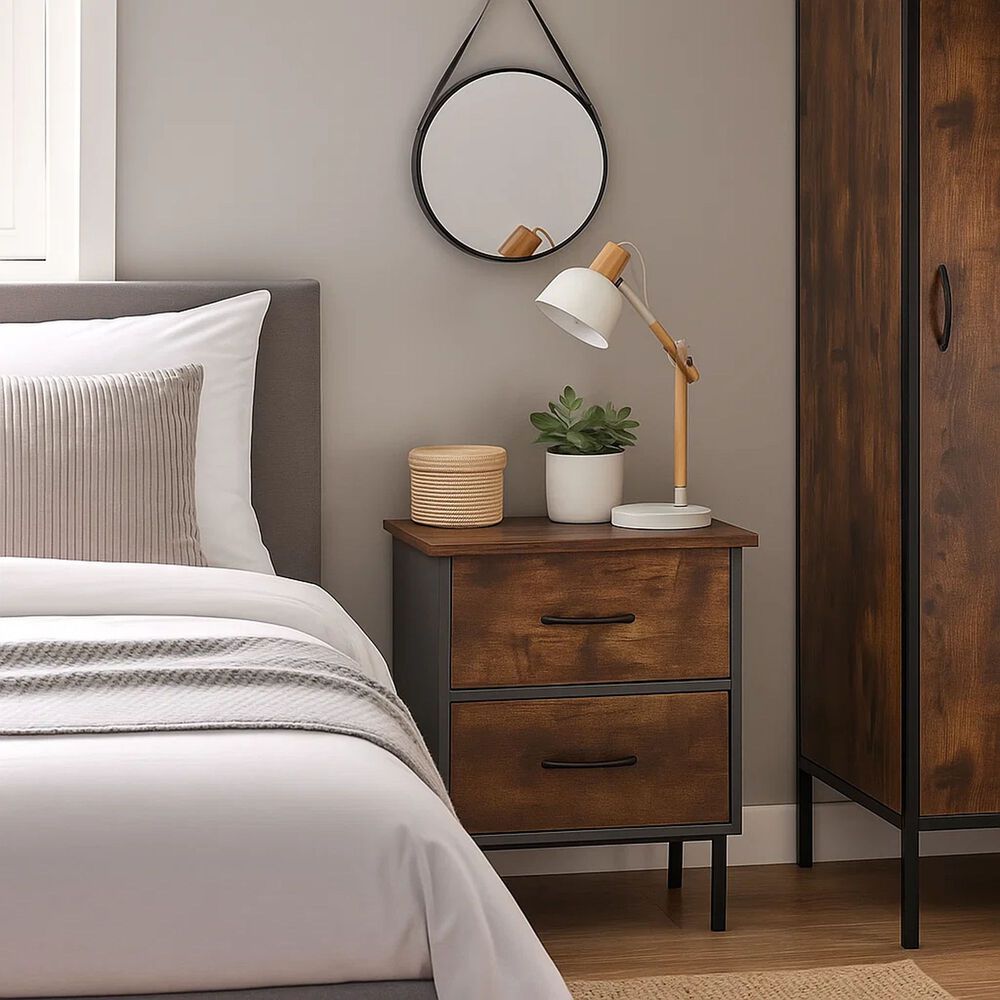 Velador Dos Cajones Metal R&uacute;stico image number 2.0