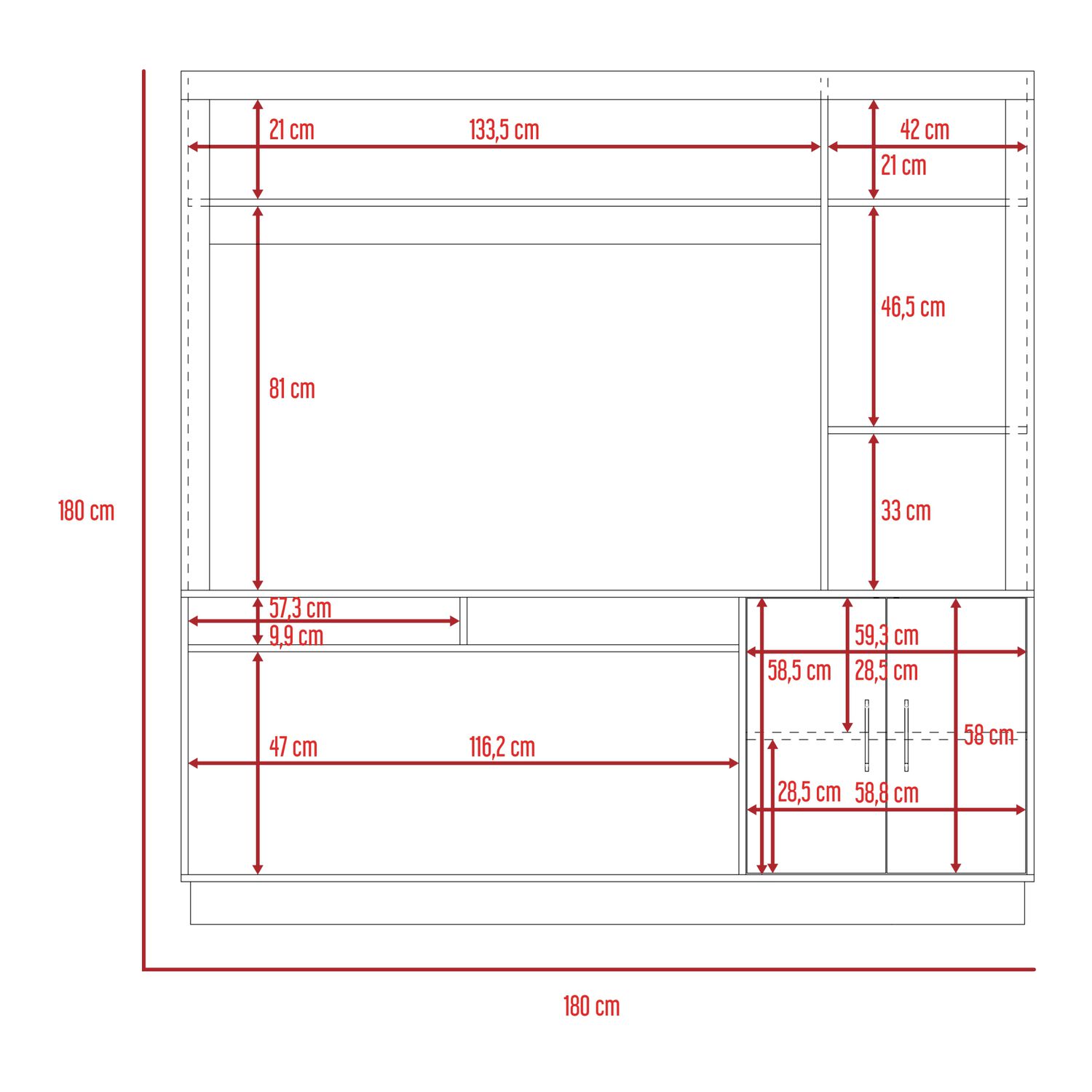 Estante Tv 55" 2 Puertas 180x180x40 Cm image number 7.0