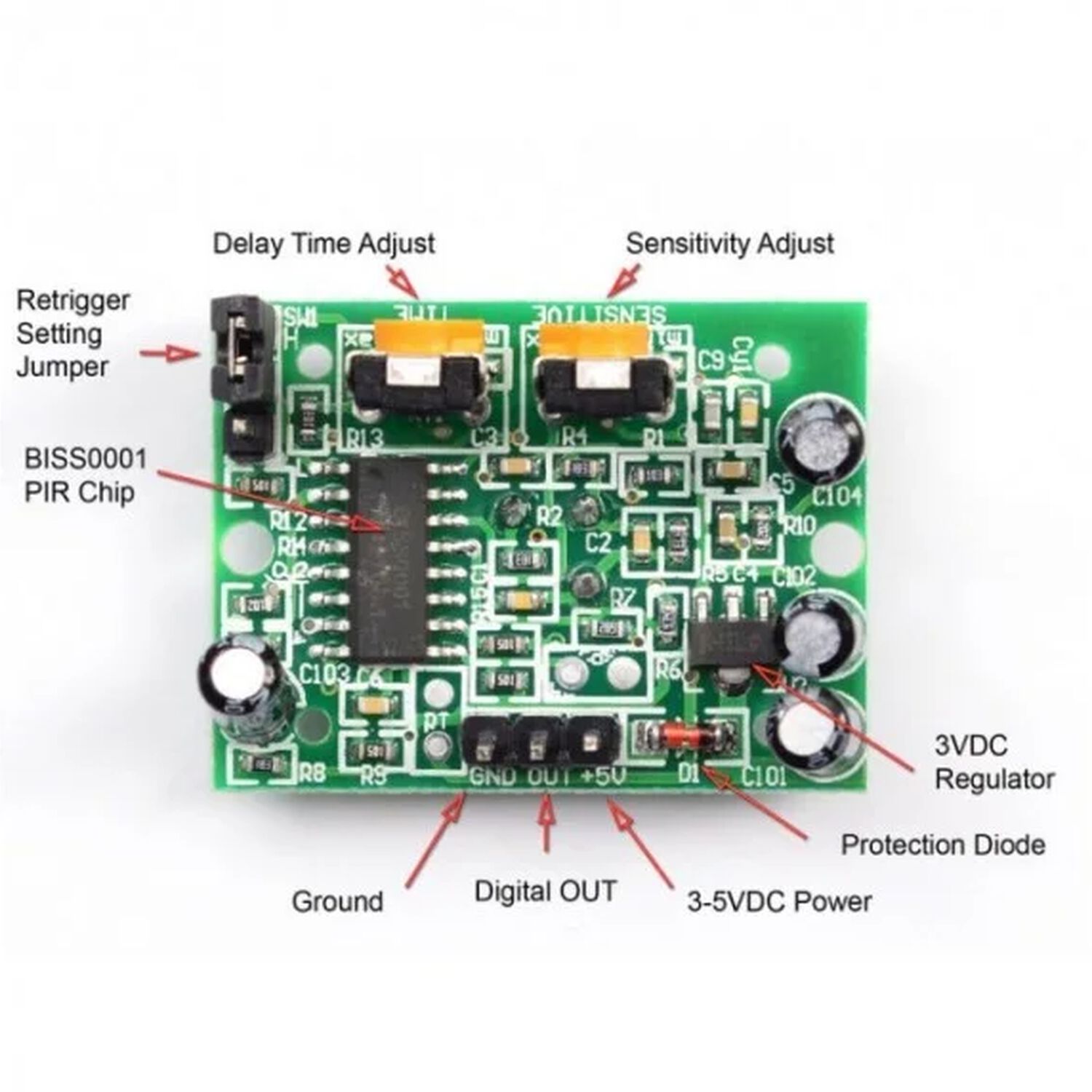 Sensor Pir Hc-sr501 Detector De Movimiento image number 2.0