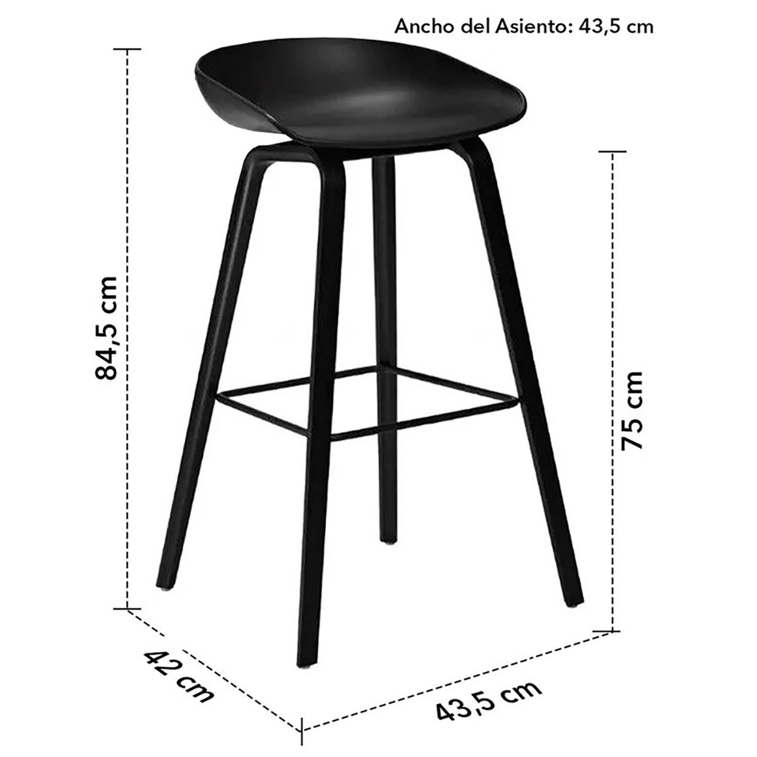 Pack 4 Pisos De Bar Estilo N&oacute;rdico Negro image number 2.0