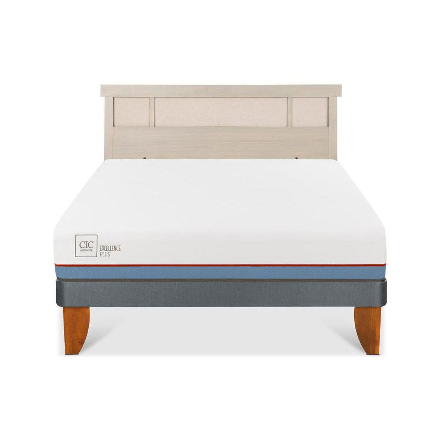 Cama Europea Cic Excellence Plus / 2 Plazas / Base Normal + Respaldo image number 0.0