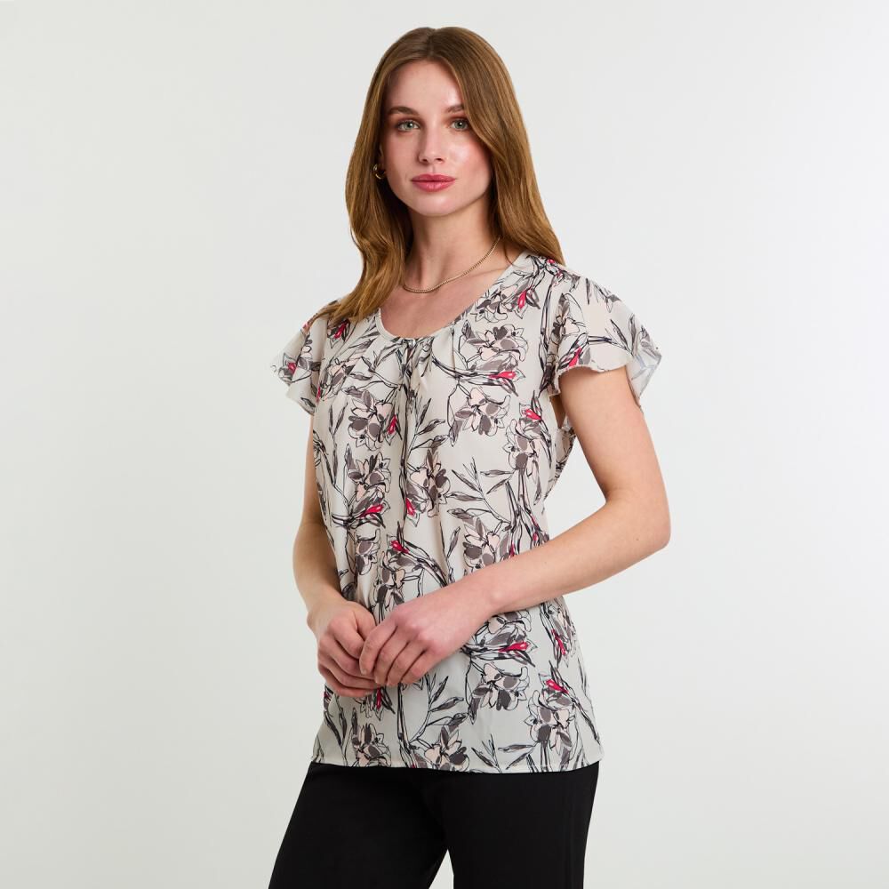 Blusa Manga Corta Cuello Redondo Mujer Lesage image number 2.0
