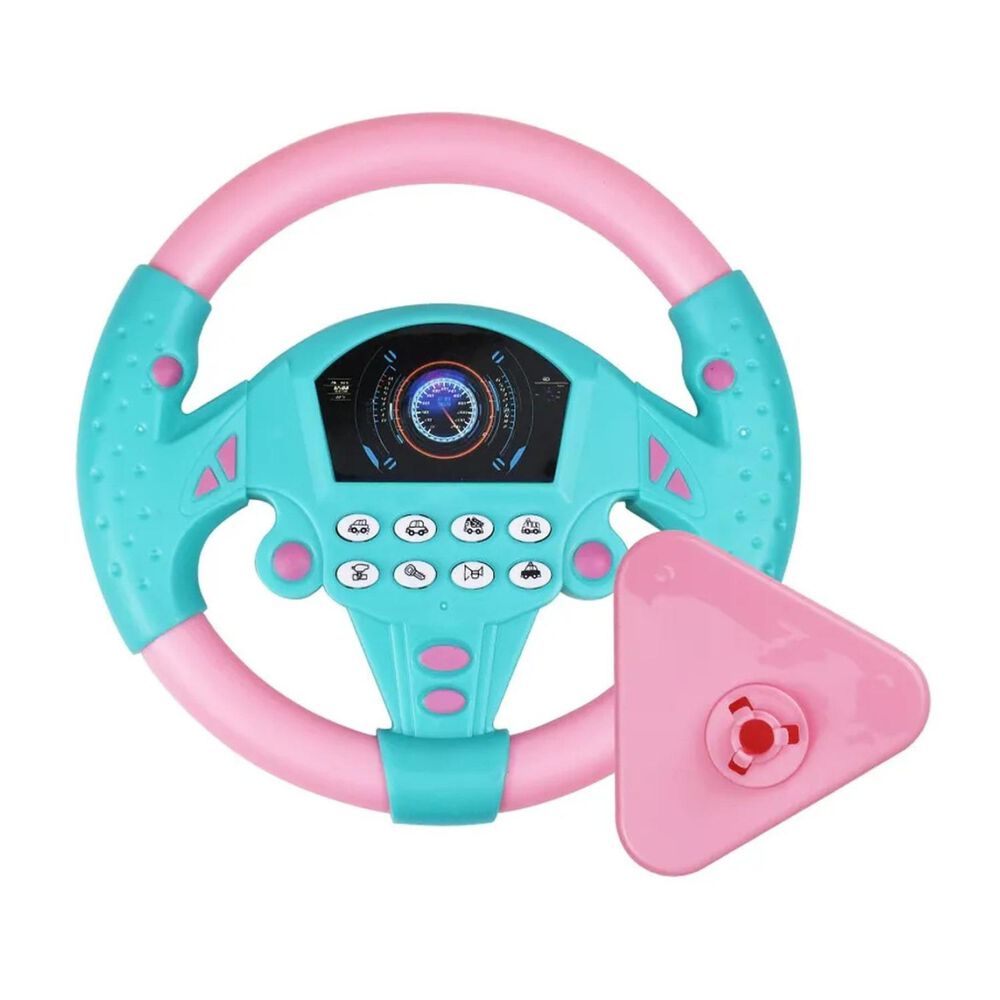 Juguete Volante Simulador De Auto Para Ni&ntilde;os Rosado image number 1.0