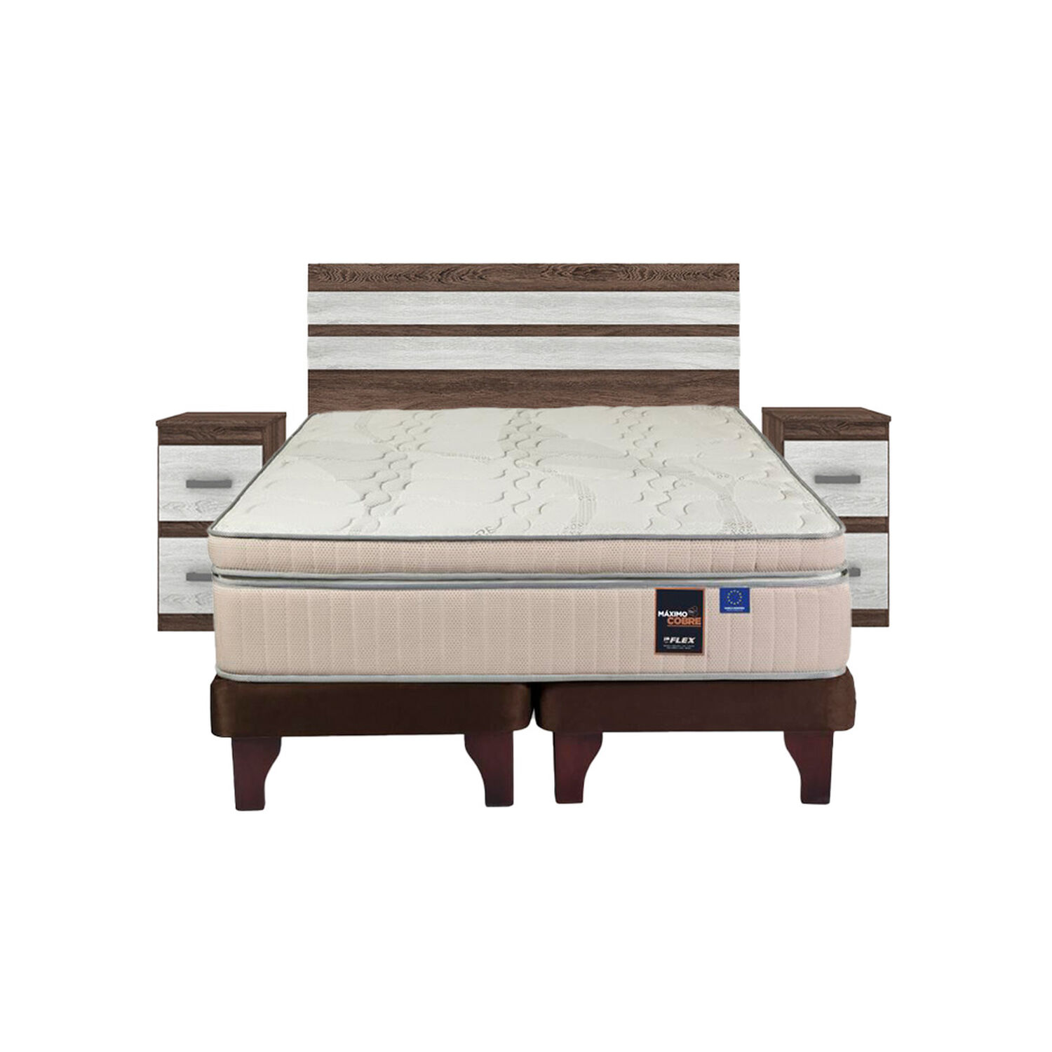 Cama Europea Flex M&aacute;ximo Cobre / King / Base Dividida + Set De Maderas Madrid image number 0.0