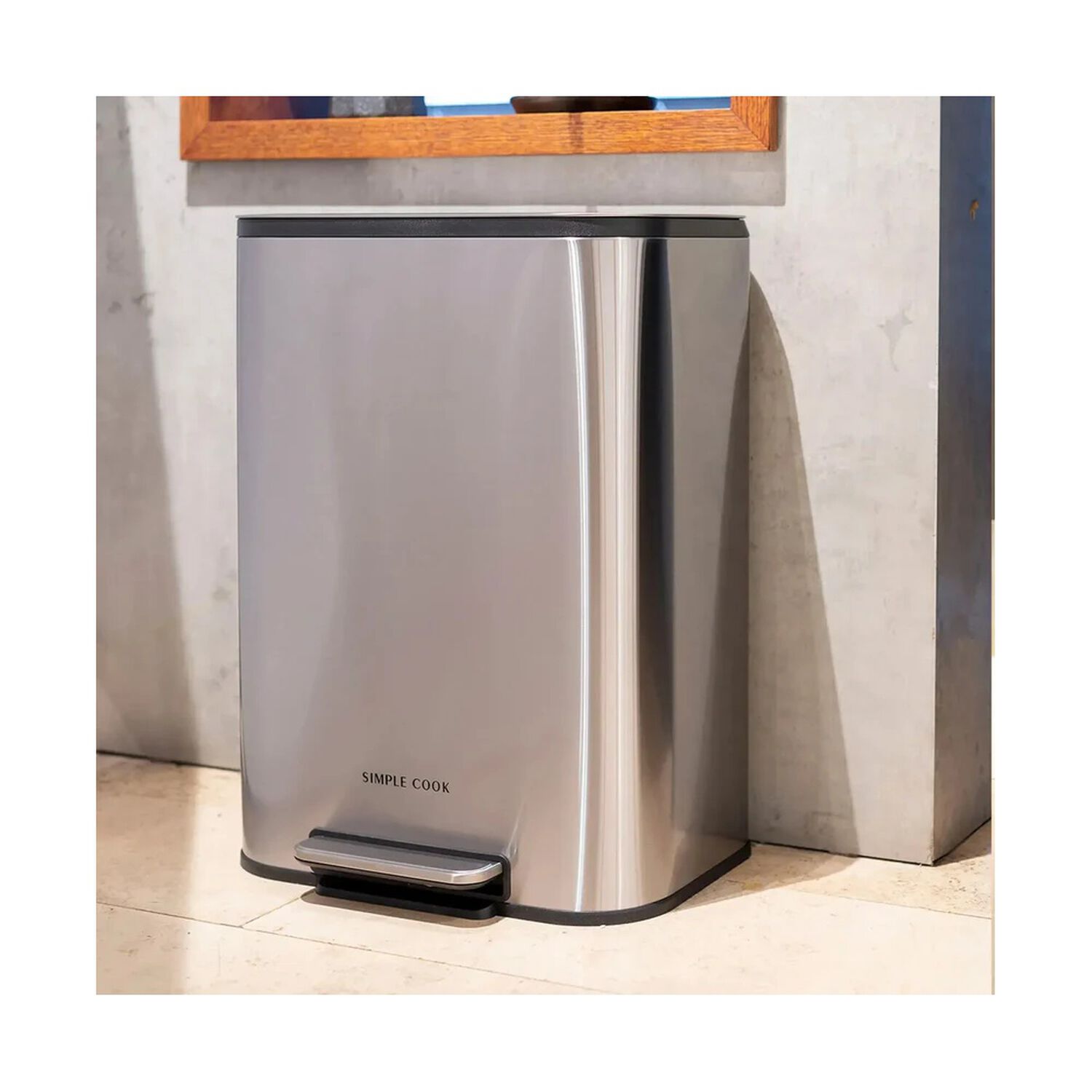 Basurero 50l Con Pedal Mate Y Anti Huellas Simple Cook image number 3.0