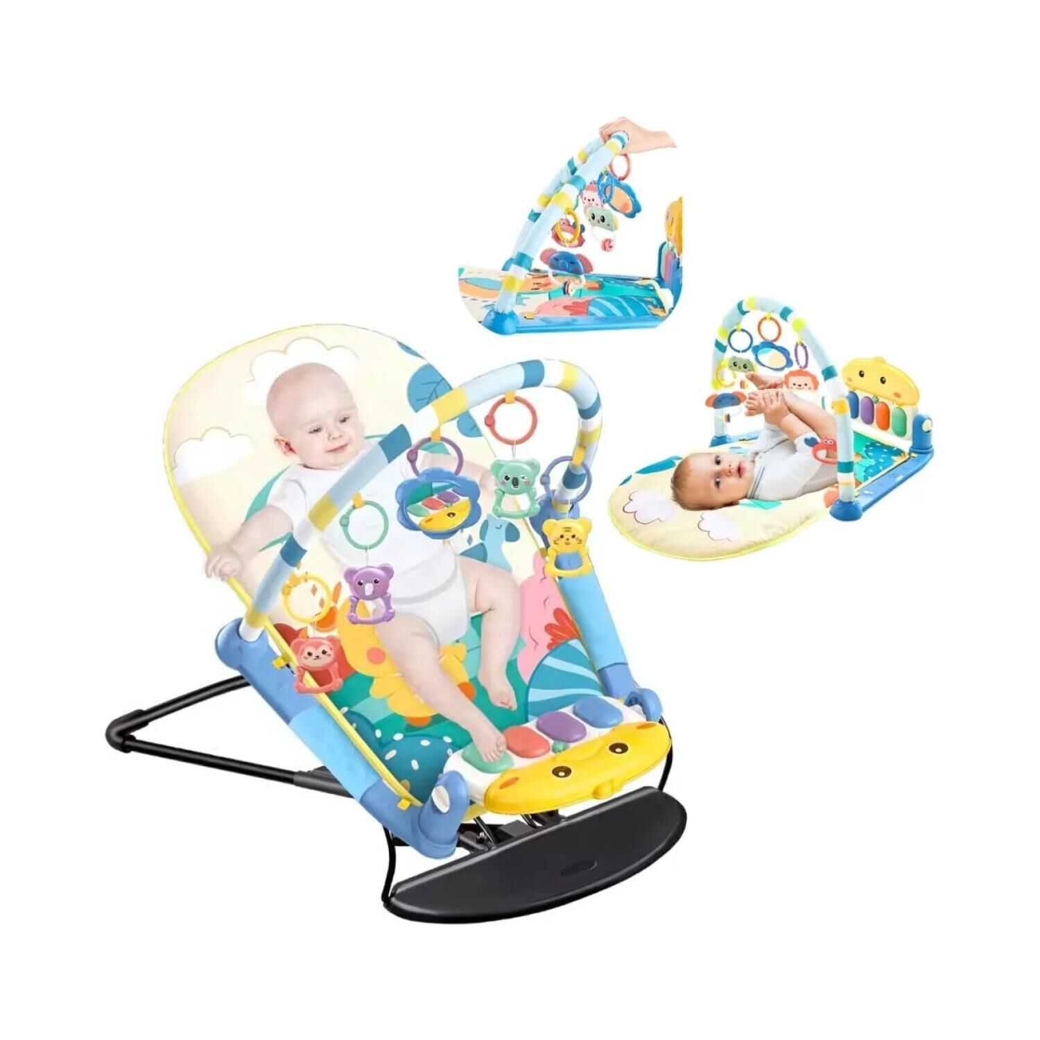 Silla Mecedora 2 En 1 Gimnasio De Bebe Celeste Interactiva image number 0.0