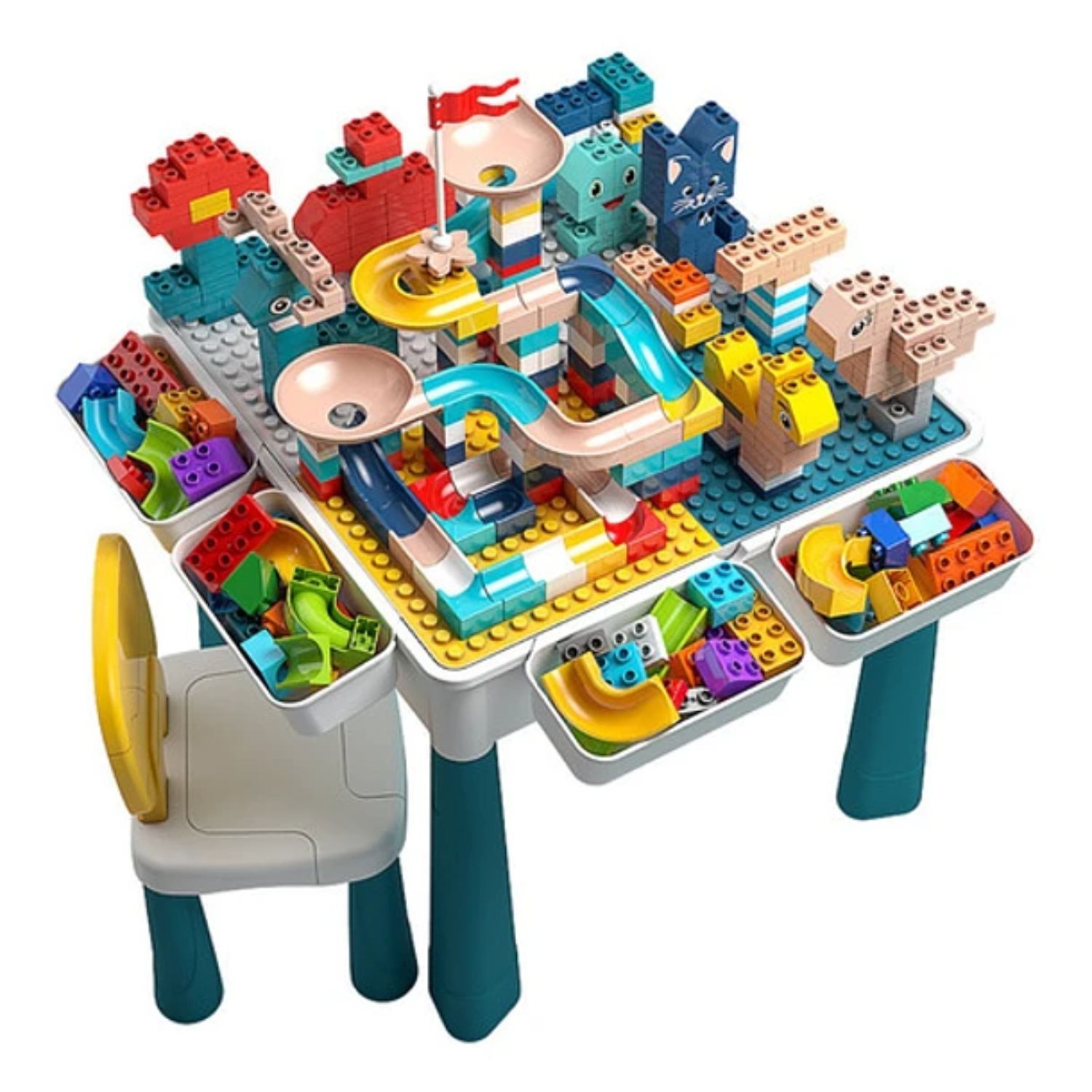 Mesa De Actividades Infantil Con Silla + 300 Bloques De Juego image number 0.0