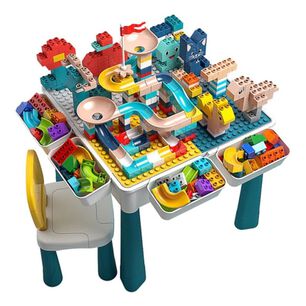 Mesa De Actividades Infantil Con Silla + 300 Bloques De Juego