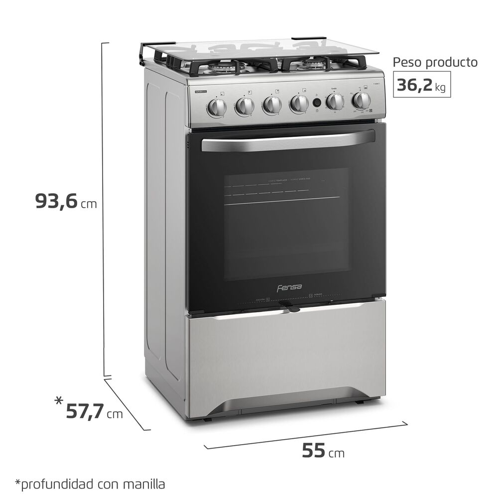 Cocina A Gas 4 Platos Fensa Experience F 2606 T Gris image number 2.0