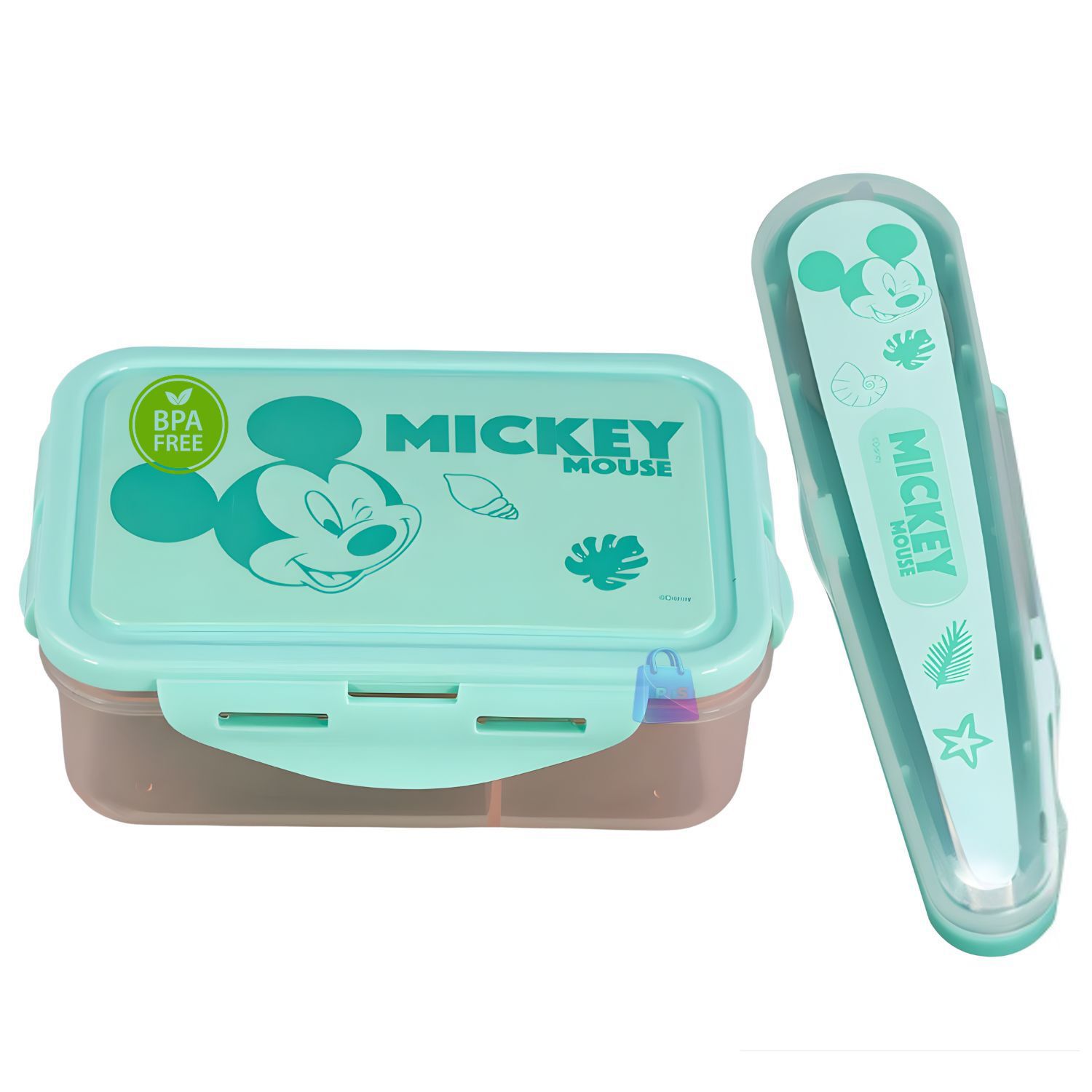 Herm&eacute;tico Mickey 700ml Divisiones + Cubiertos Mickey - Ps image number 3.0